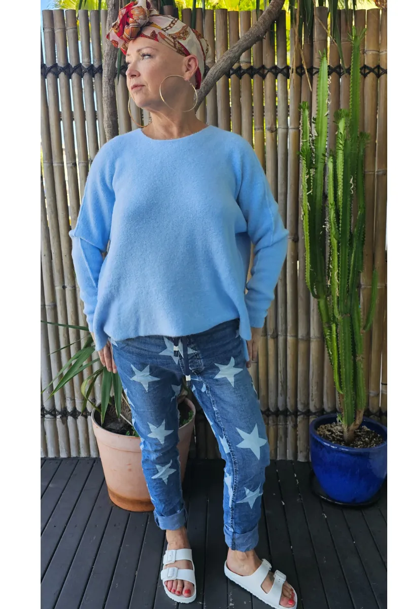 Vera May Hollywood Italian Denim Jeans Blue Star
