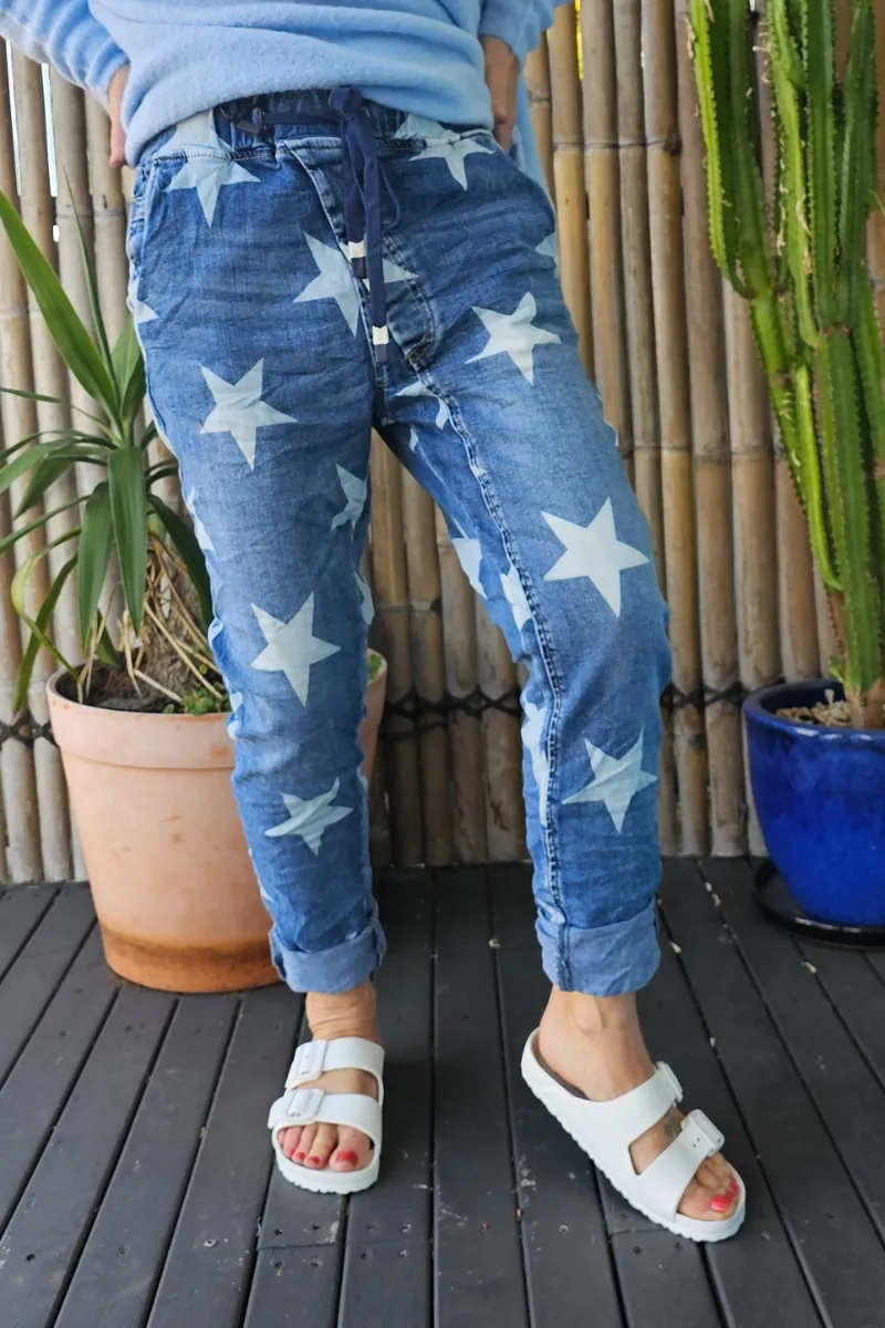 Vera May Hollywood Italian Denim Jeans Blue Star