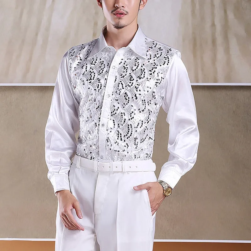 Viscose Light Bright Paisley with Sequin Detail Men Shirt