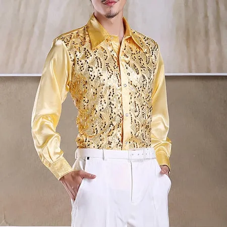 Viscose Light Bright Paisley with Sequin Detail Men Shirt