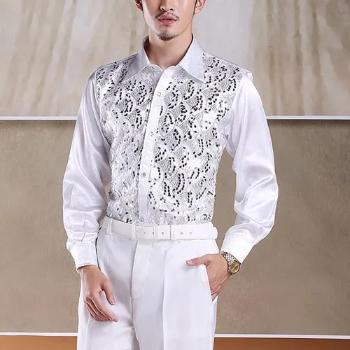 Viscose Light Bright Paisley with Sequin Detail Men Shirt