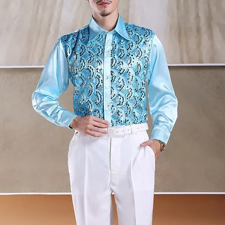 Viscose Light Bright Paisley with Sequin Detail Men Shirt