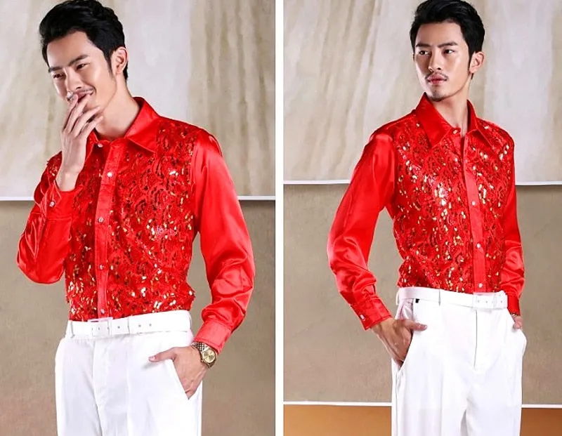 Viscose Light Bright Paisley with Sequin Detail Men Shirt