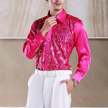 Viscose Light Bright Paisley with Sequin Detail Men Shirt