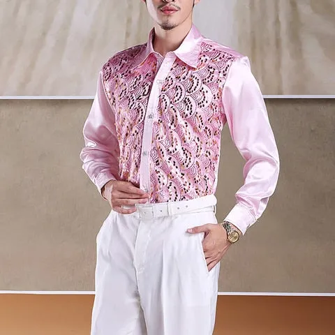 Viscose Light Bright Paisley with Sequin Detail Men Shirt