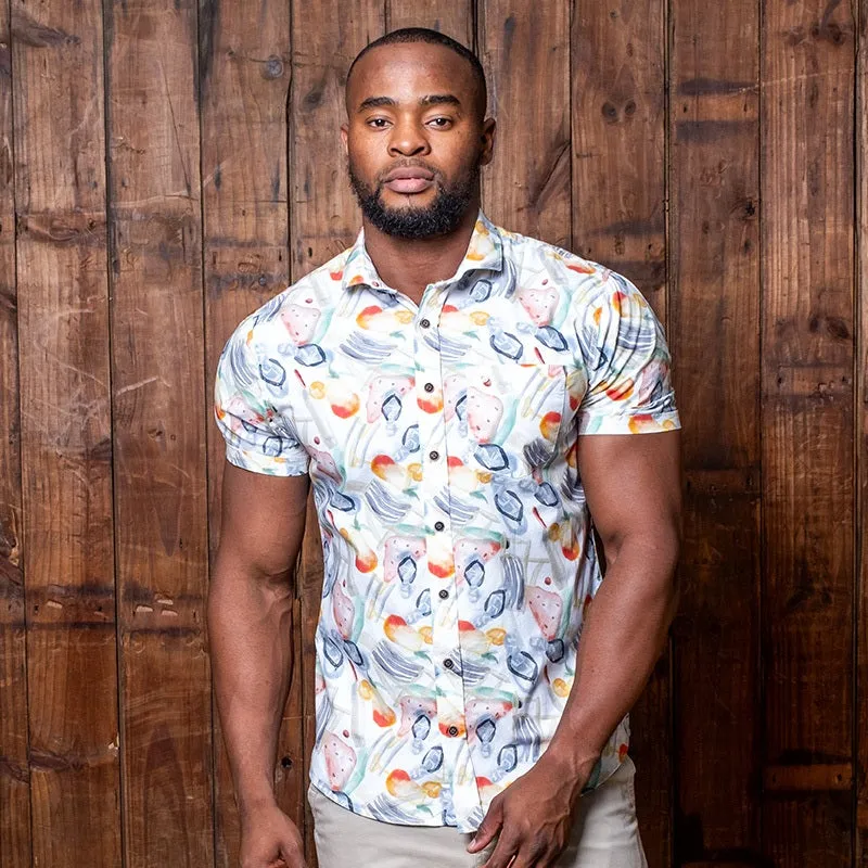 Watercolour Summer Ss Shirt - Pelican