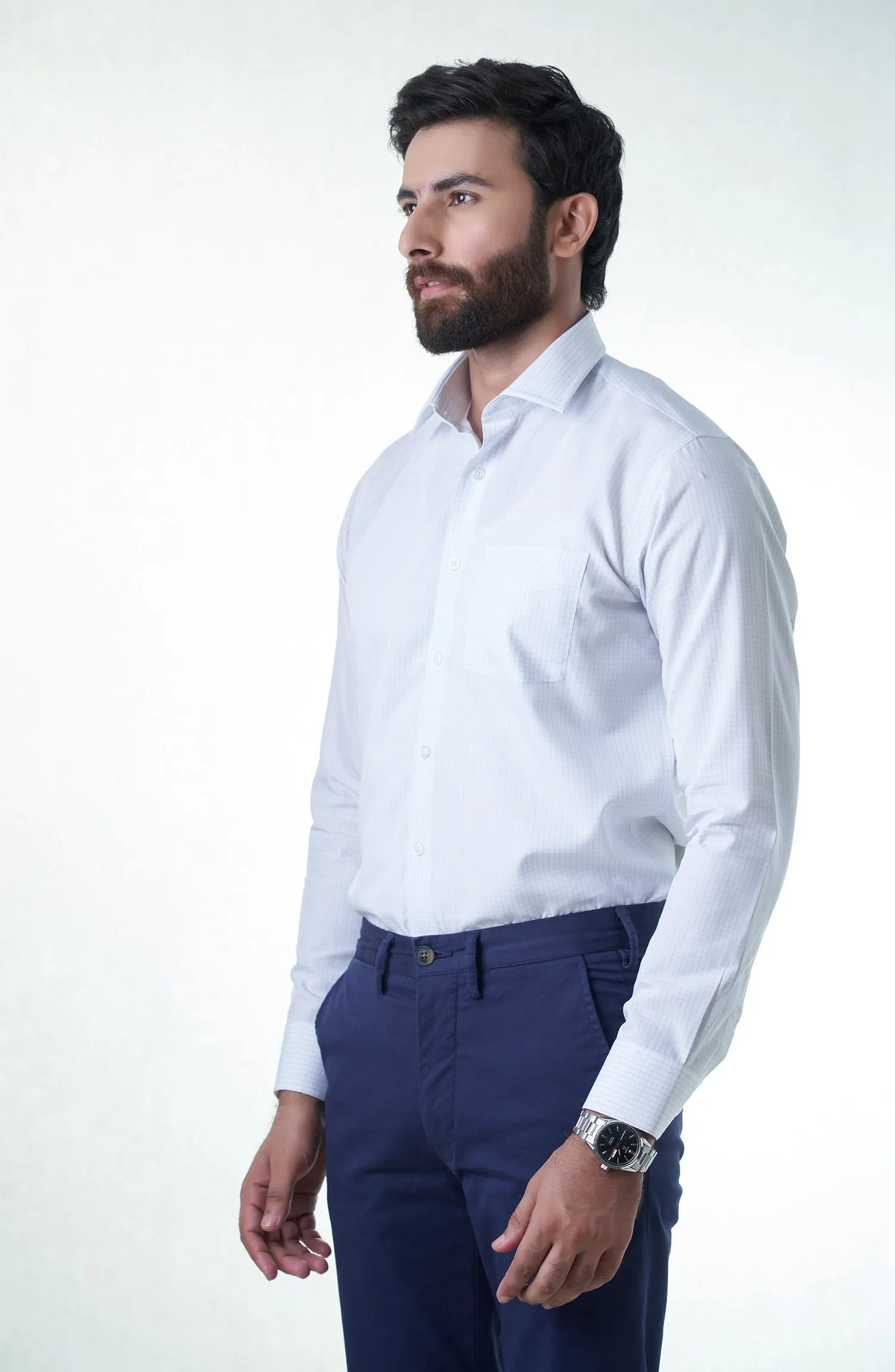 White Check Cotton Shirt