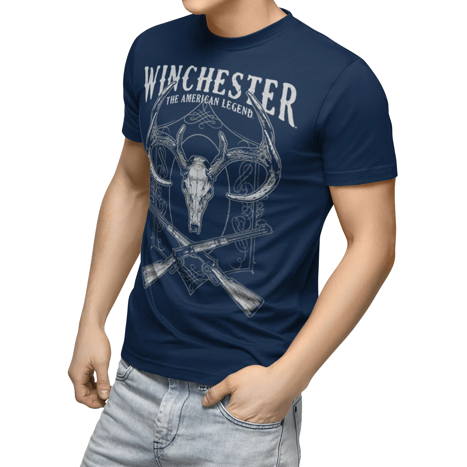 Winchester Pro - Deer Skull Crossed Rifles - Short Sleeve T-Shirt