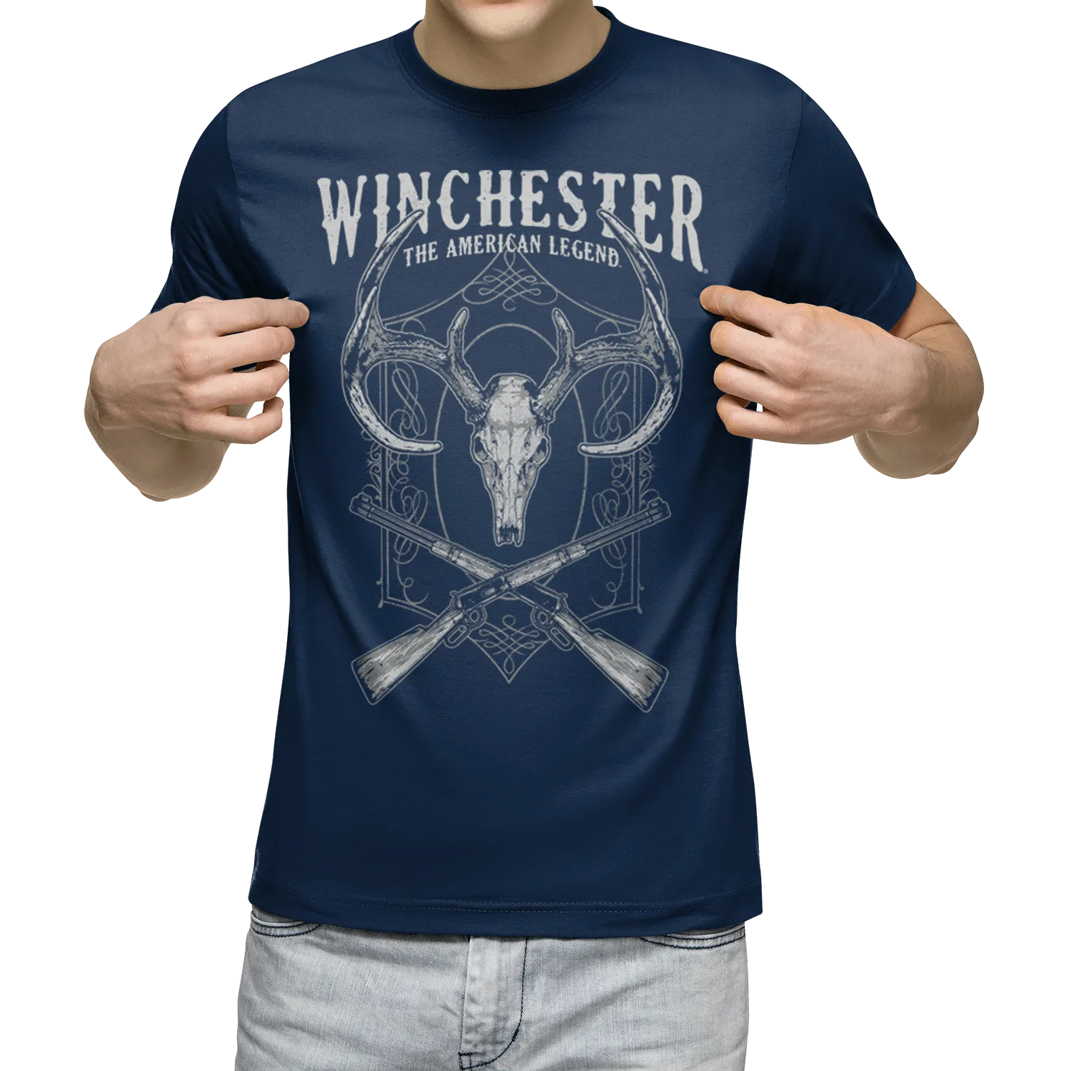 Winchester Pro - Deer Skull Crossed Rifles - Short Sleeve T-Shirt