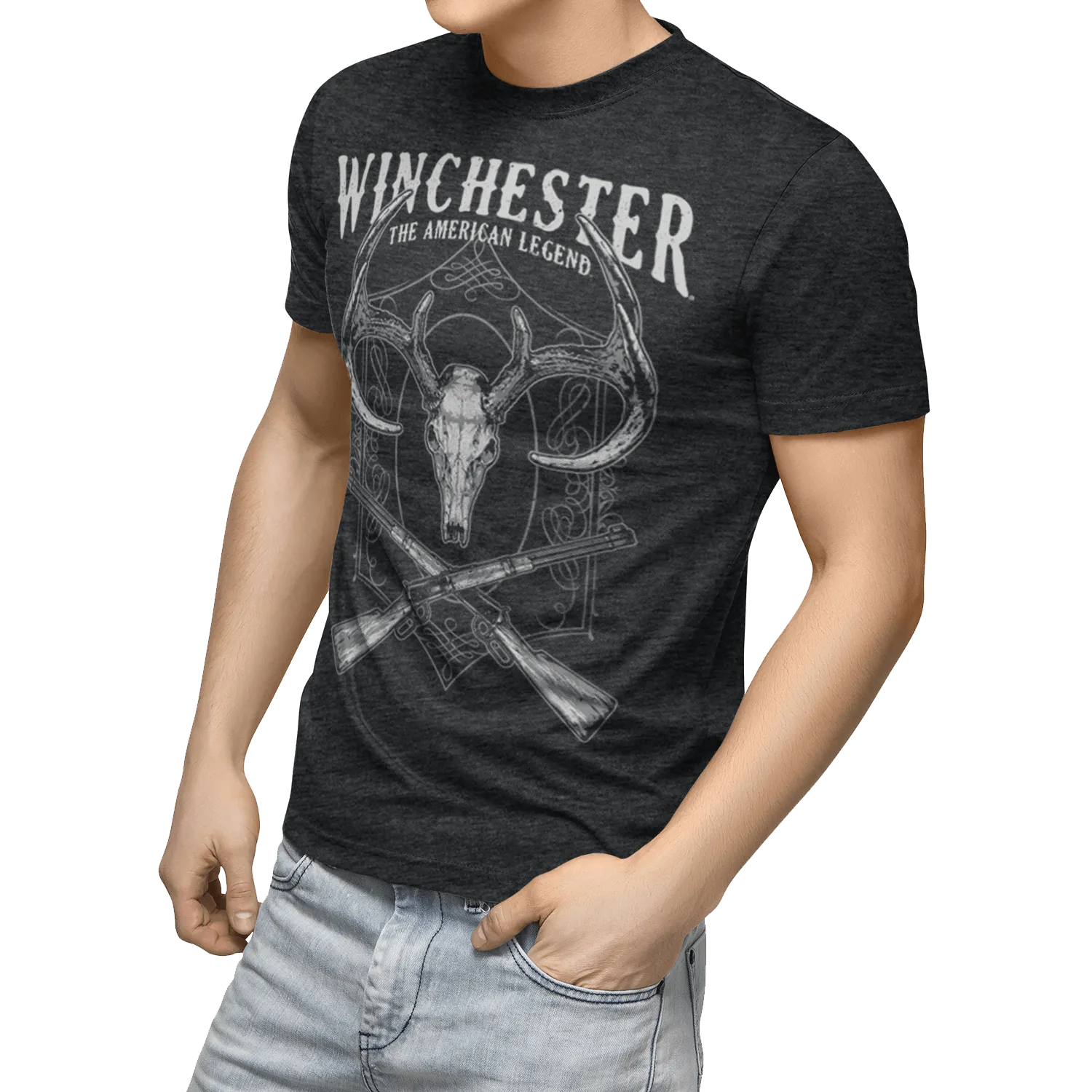 Winchester Pro - Deer Skull Crossed Rifles - Short Sleeve T-Shirt