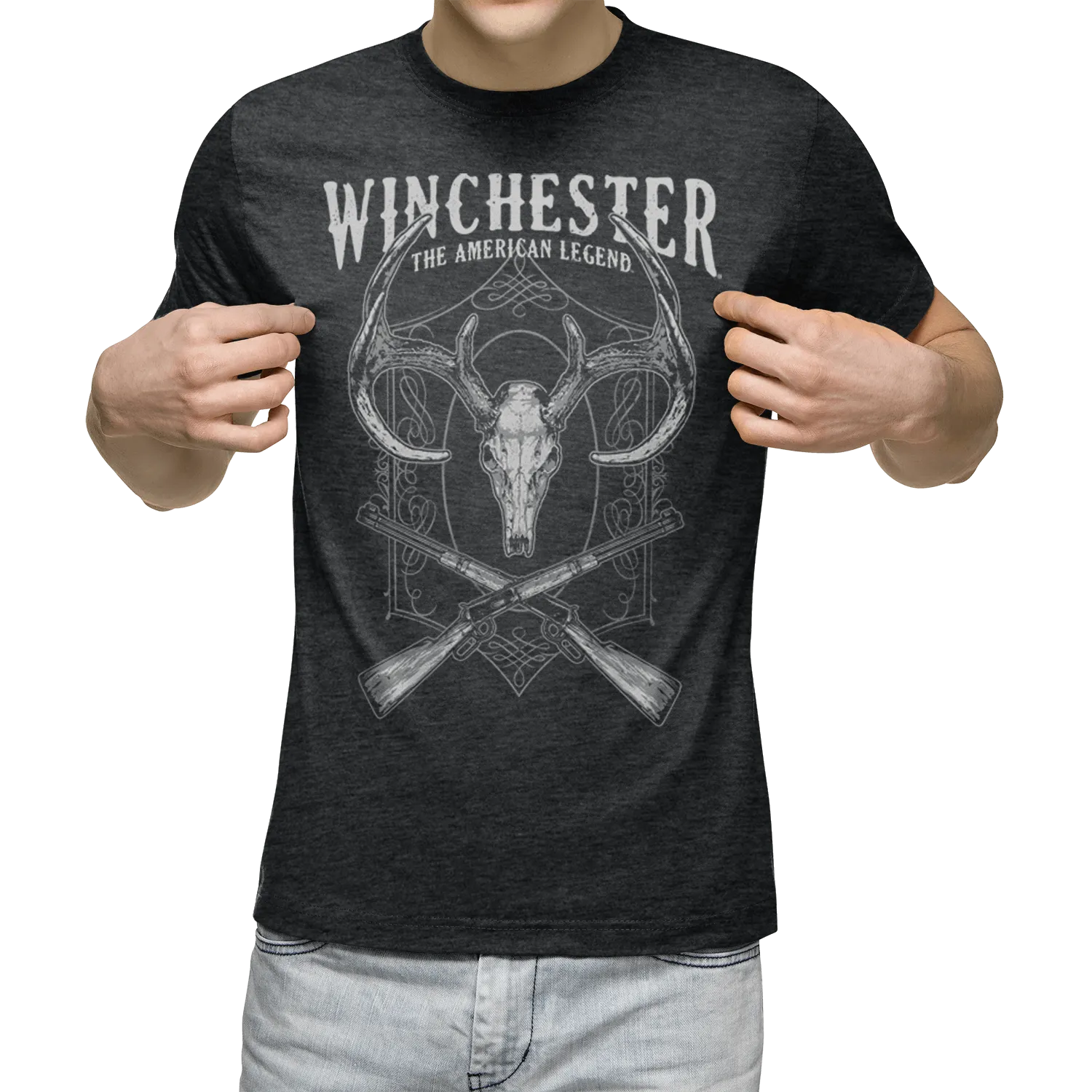 Winchester Pro - Deer Skull Crossed Rifles - Short Sleeve T-Shirt