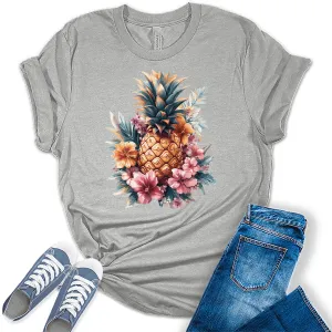 Womens Pineapple Flower Shirt Cottagecore Graphic Tees