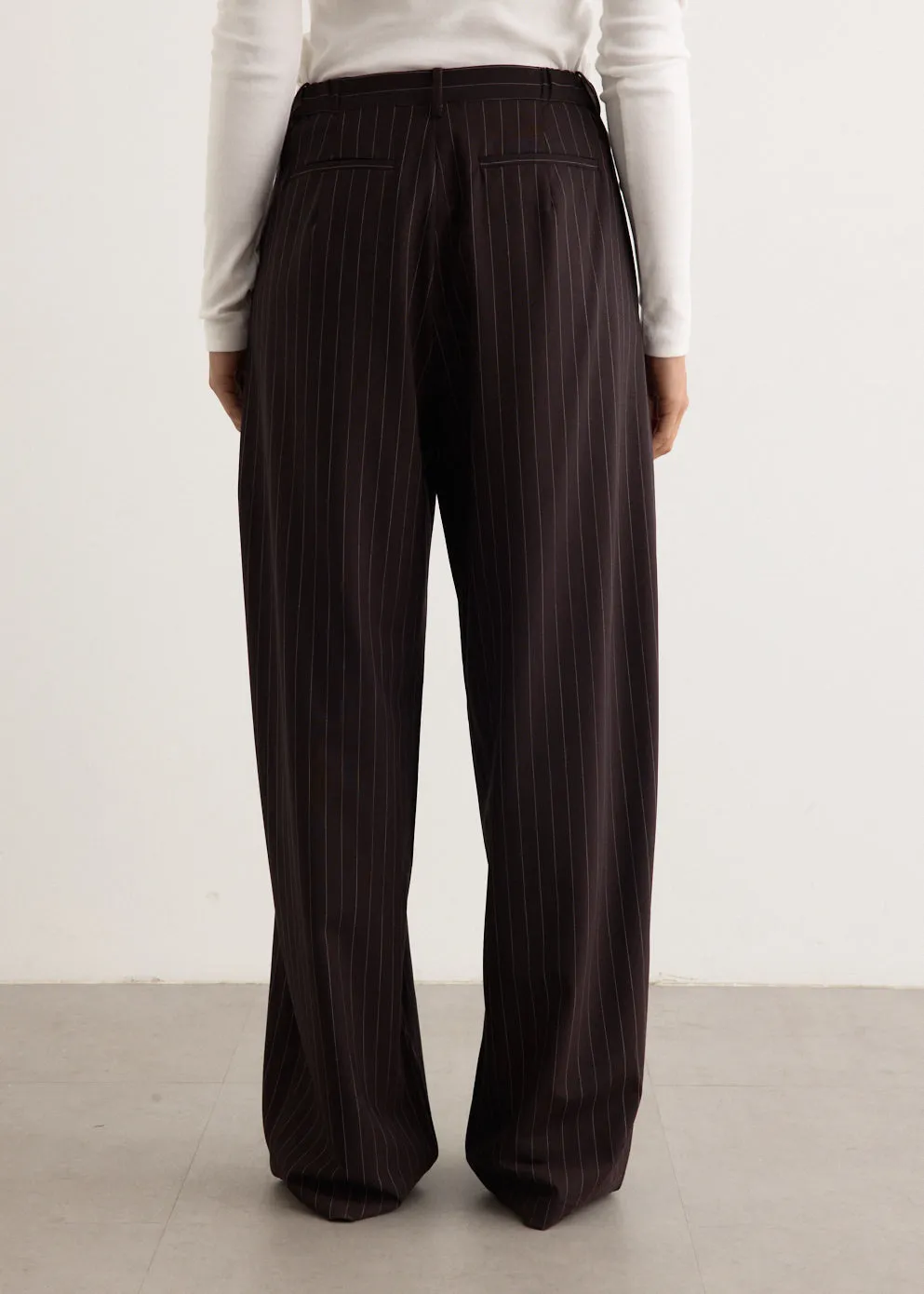 Wool Pinstripe Tapered Pants