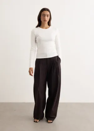 Wool Pinstripe Tapered Pants